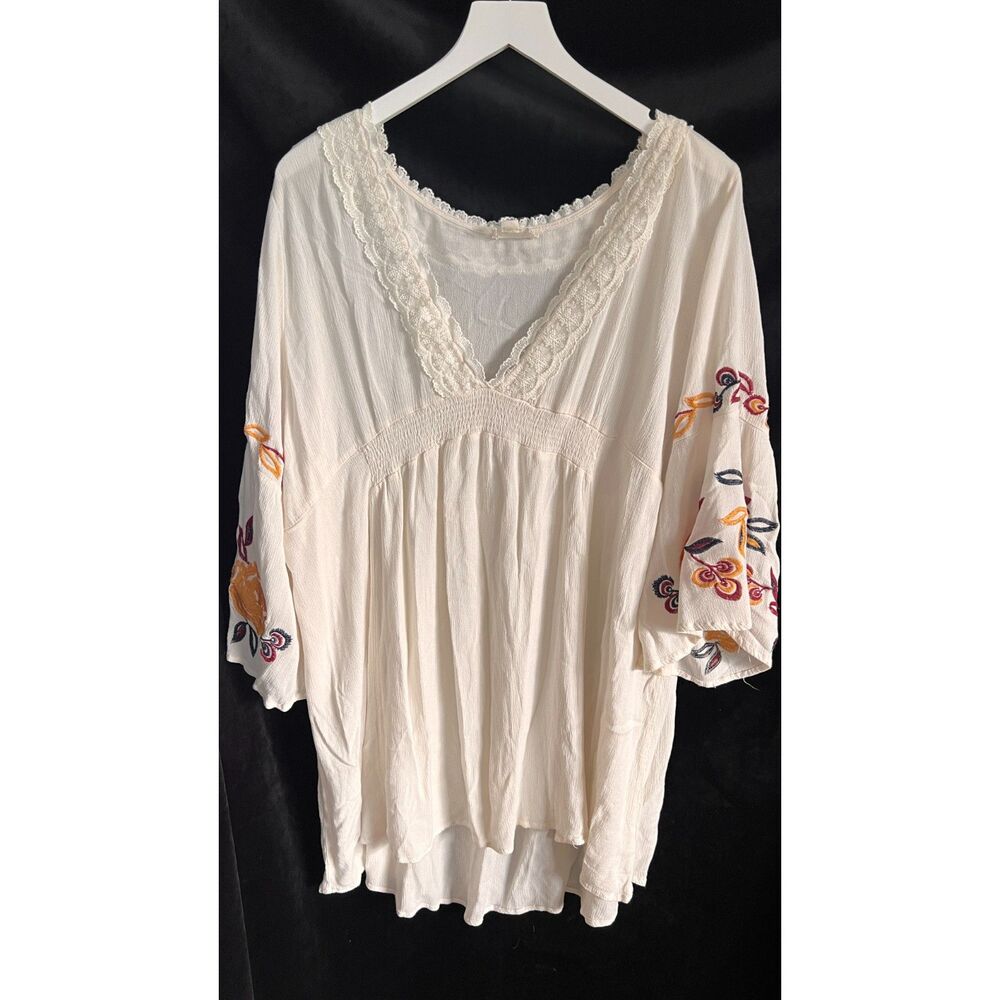 Perch Blu Pepper Boho Mini Floral Balloon Sleeve Dress 1XL